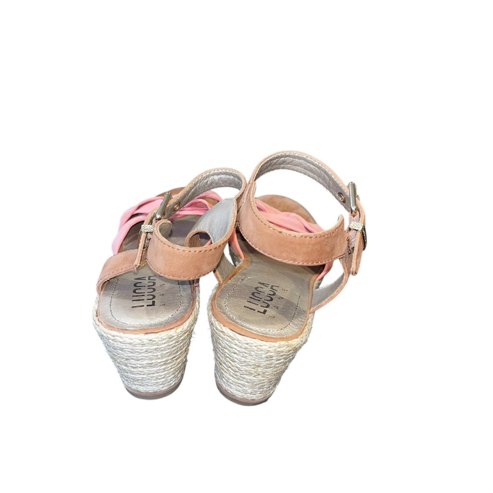 Lucca lane peach tan espadrille wedge leather ankle strap sandals new NWOT 8.5 - Picture 4 of 6